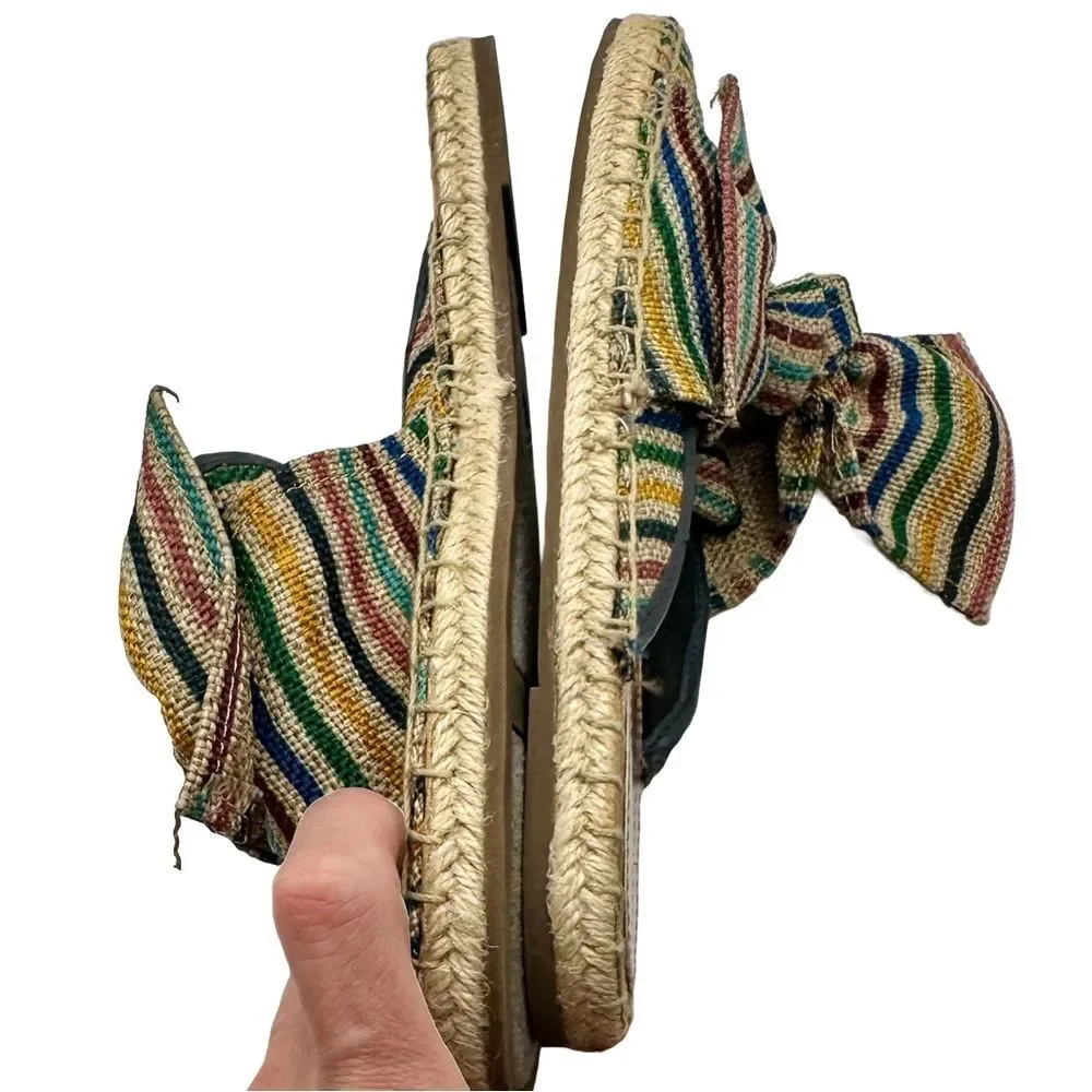 Sam Edelman Circus LULU Espadrille Multi Stripe Oversized Bow Slip On Flats Sz 7